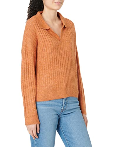 TOM TAILOR Denim Damski Sweter z kołnierzem 1033057, 30345 - Rusty Amber Melange, XL