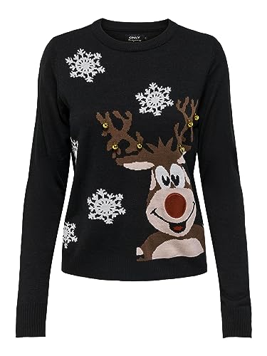 ONLY Damski sweter bożonarodzeniowy, czarny, 3XL