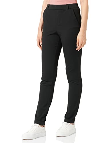 Vero Moda Damskie spodnie Vmmaya Mr luźne solidne spodnie wysokie noos spodnie, czarne, S, Czarny, S Wysokość