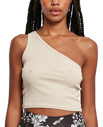 Urban Classics Damska krótka koszulka sportowa damska typu tank top cropped asymetryczny, trawa soft seagrass, 3XL