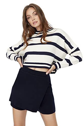 Trendyol Damska spódnica z dzianiny mini bodycon, bodycon, bodycon, granatowy, L