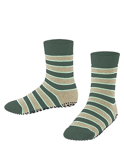 FALKE Unisex dziecięce skarpetki do kapci proste paski zrównoważona bawełna antypoślizgowe wypustki 1 para, zielone (Dark Jade 7248), 19-22, zielony (Dark Jade 7248), 19-22