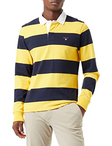 GANT Męska koszula polo Barstripe Heavy Rugger, żółty, XS