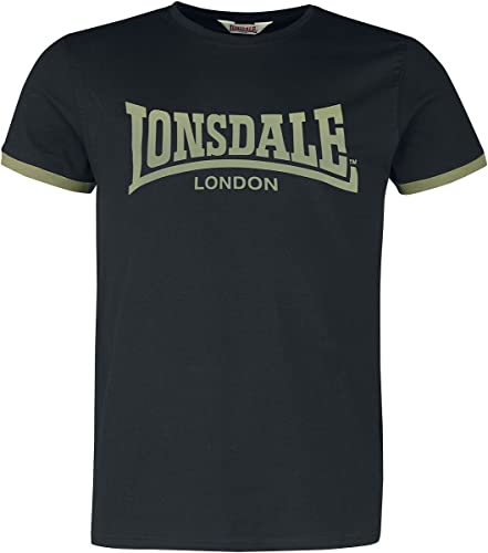 Lonsdale TOWNHEAD T-shirt męski o regularnym kroju, czarny/oliwka, M