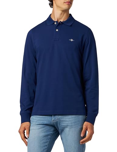 GANT Męska koszulka polo Reg Shield Ls Pique Rugger, Rich Navy, 4XL