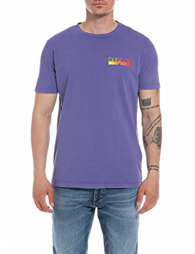 Replay Męski T-shirt M6481, 074 fioletowy, XXL, 074 Fioletowy, XXL