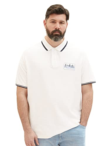 TOM TAILOR Męska koszulka polo 1038575 plussize 10332-Off biała, 4XL, 10332 – Off White, 4XL