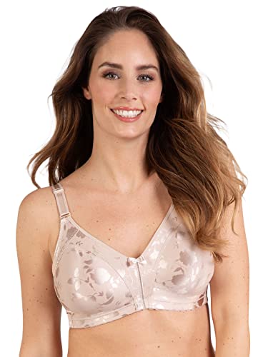 Naturana Damski miękki biustonosz Minimizer z kwiatowym wzorem 5363 | optycznie redukuje miseczki o jeden rozmiar | Made in Europe, Light Beige, 100B