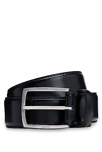 BOSS Męski pasek Celie-St Sz35 z polerowanej włoskiej skóry ze szwami, czarny (Black1), 95
