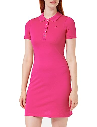 Tommy Hilfiger Damska sukienka polo 1985 Slim Pique SS, jasnoróżowa, XXS, Jasny różowy Cerise, XXS