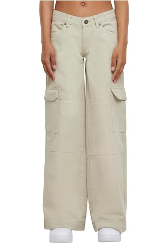 Urban Classics Spodnie damskie z niskim stanem, cargo denim offwhite raw 28, Offwhite Raw, 28