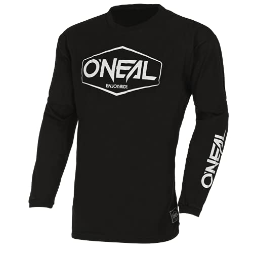 O'NEAL | Long Sleeve Motocross Jersey | MX Enduro | Wyściełane ochraniacze łokci, ergoIngenmic fit, oddychająca | Cotton Element Hexx V.22 | Dorośli | Black White | Rozmiar M