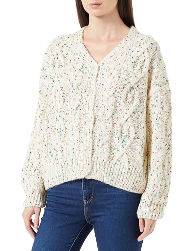 aleva Damski kardigan 19019558-AL04, wełniany biały wielokolorowy, XL/XXL, Wełna biała, wielokolorowa, XL-XXL