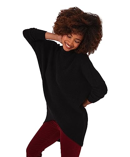 Joe Browns Damski sweter z wysokim niskim obszyciem, przytulny, oversize, lejkowy sweter, czarny, 14, Czarny, 40