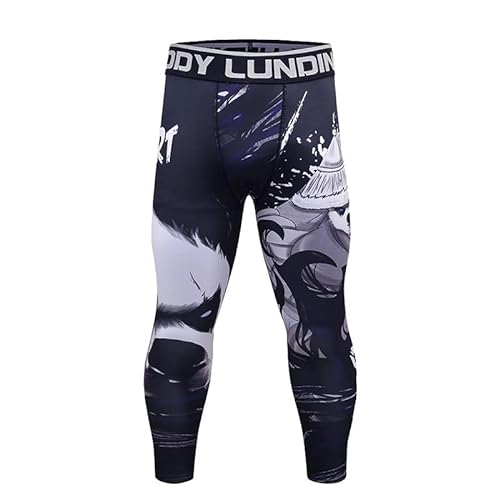 EULLA Męskie Legginsy Kompresja Oddychające Szybkie Suszenie Mężczyźni Running Sport Gym, Granatowy, XL