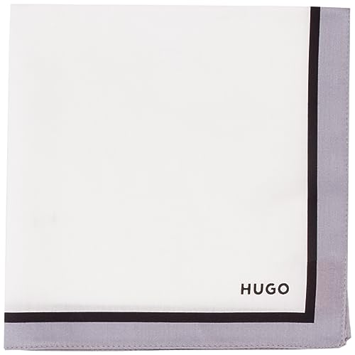 HUGO Pocketsquare męska poszetka 33 x 33 cm z bawełny twill z nadrukiem cyfrowym, Dark Grey22., Rozmiar Uniwersalny