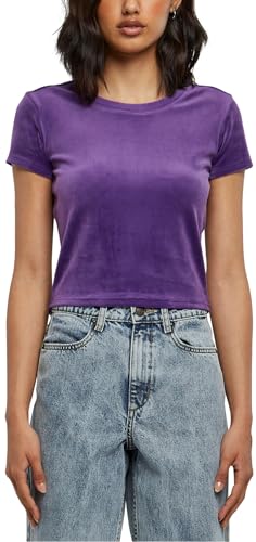 Urban Classics Damska koszulka z krótkim rękawem Velvet Tee, Realviolet, XL