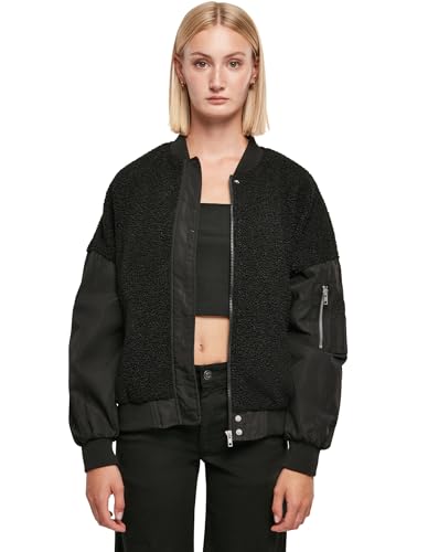 Urban Classics Damska kurtka bombardowa Sherpa oversized, czarny, 5XL