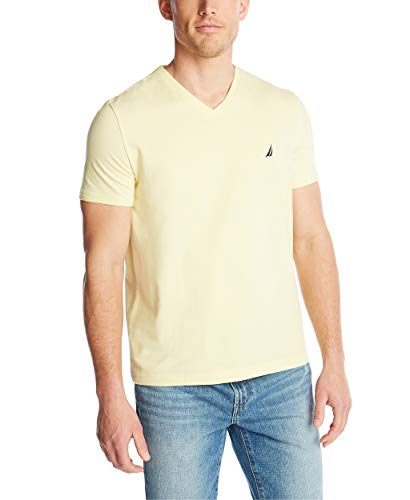 Nautica Męski T-shirt z krótkim rękawem Solid Fit z dekoltem w serek