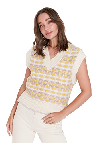 TRENDYOL Damska bluza z wzorem, ecru, S, écru, S