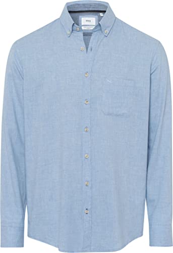BRAX Męska koszula w stylu Daniel U Light Flanell Uni prosta koszula flanelowa koszula z kołnierzem button-down, River, L