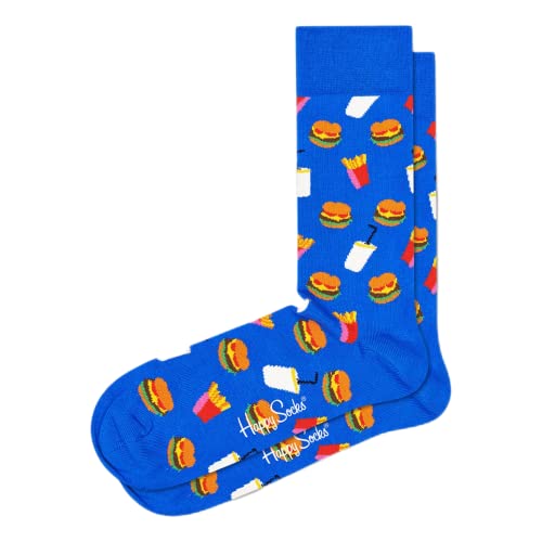 Happy Socks Hamburger, kolorowe i zabawne, Skarpety dla kobiet i mężczyzn, Niebieski (41-46)