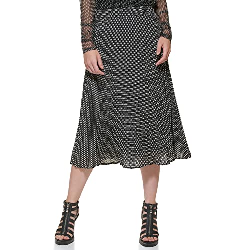 DKNY Damska koszulka narciarska z nadrukiem, kolor czarny/kość słoniowa, XS