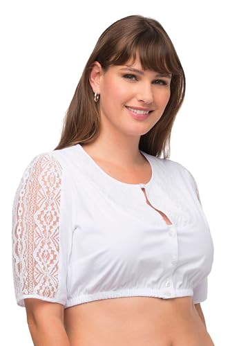 Ulla Popken, Damska bluzka Dirndl z koronką, śnieżnobiały, 48