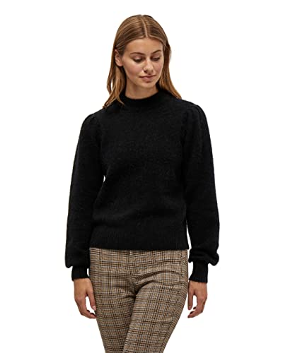 Minus Damski sweter z dzianiny Mille z wysokim kołnierzem, 100 czarny., L