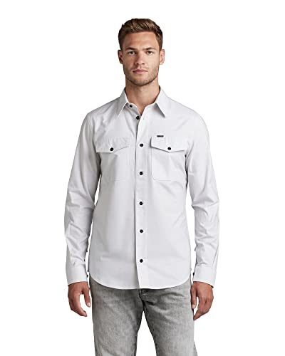 G-STAR RAW Men's Marine Slim koszula męska, wielokolorowa (Oyster Mushroom/White Oxford 7665-D877), L, Wielokolorowy (Oyster Mushroom/White Oxford 7665-d877), L