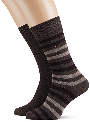 Tommy Hilfiger TH Mężczyźni Duo Stripe Sock 2P Skarpety - Mężczyźni, Brązowy (Oak 778), 43/46 EU
