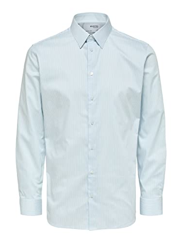 SELECTED HOMME koszulka męska Slhslimnathan-Stripe Shirt Ls B Noos koszula, Skyway/Stripes:Stripes, XXL