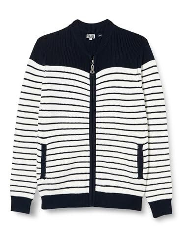 bridgeport Męski kardigan 35909688-BR02, granatowy wełniany biały, M, Granatowa biel wełny, M