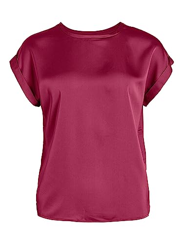 Vila Satynowy top z różnych rozmiarów S/S - NOOS, Beet Red, 42