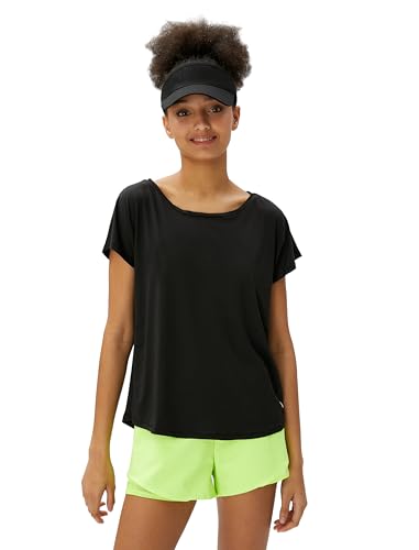 Koton Damska koszulka sportowa z krótkim rękawem, Czarny (999), M