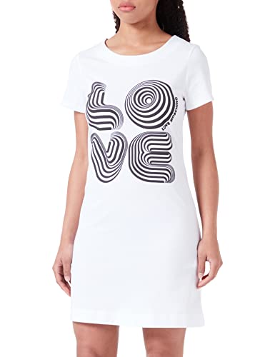 Love Moschino Damska sukienka z krótkim rękawem, trapezowa, biała, rozmiar 44, optical white, 44