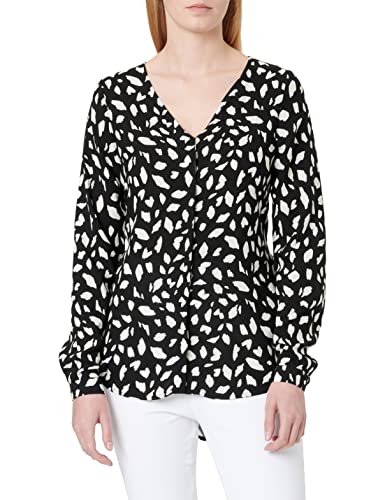 Vila Damski top z dekoltem w serek z długim rękawem, Black/Aop:ckicka, 34