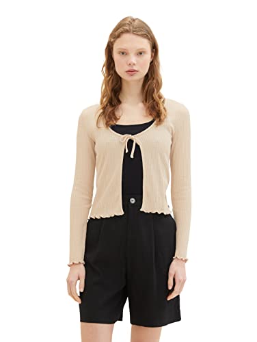 TOM TAILOR Denim Damski kardigan koszulka z długim rękawem, 31700 - Dusty Sand Beige, S