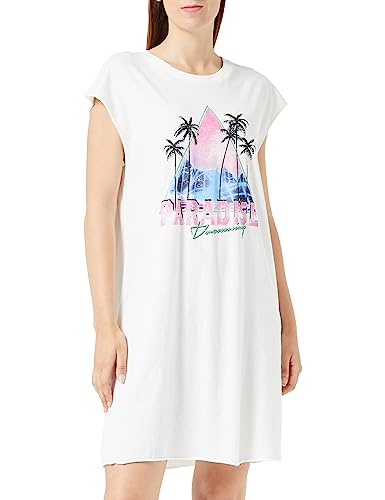 ONLY Damska sukienka ONLLUCY S/L Palms Dress Box JRS sukienka, Cloud Dancer/Nadruk: Paradise, S, Cloud Dancer/Print:paradise, S