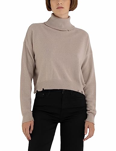 Replay Damski sweter z golfem wełna, szary (Coffee Cream 225), XS, Coffee Cream 225, XS