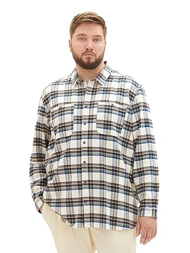TOM TAILOR Męska koszula w kratę Comfort Fit z naszytymi kieszeniami na piersi, 32275-off White Colorful Check, XXL