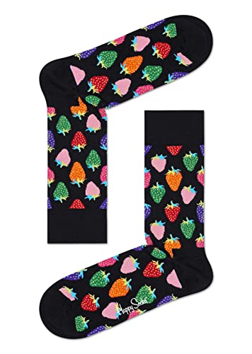 Happy Socks Strawberry Sock, kolorowe i zabawne, Skarpety dla kobiet i mężczyzn, Czarny-Czerwony-Zielony (36-40)