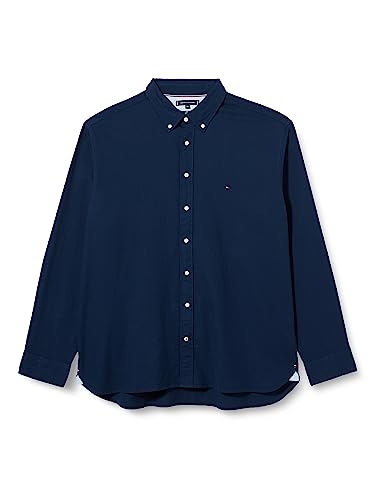 Tommy Hilfiger Męska koszula Flex Brushed Twill Rf Casual, Granatowy (Carbon Navy), 3XL