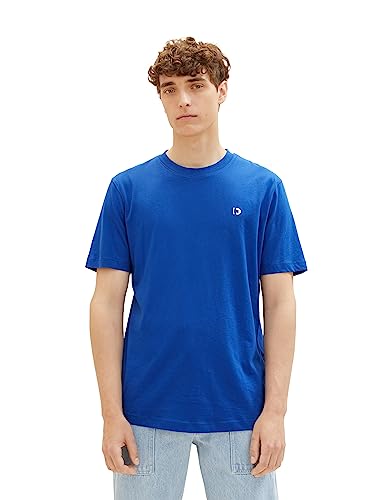 T-shirt męski TOM TAILOR Denim o dopasowanym kroju, w jednolitych kolorach, wykonany z bawełny, 14531-błyszczący królewski błękit, M