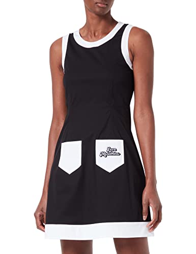 Love Moschino Damska sukienka Tank Top Dress with Flared Skirt, czarny biały, 40