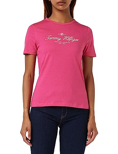 Tommy Hilfiger Damskie topy z dzianiny S/S, Jasny różowy Cerise, XXS