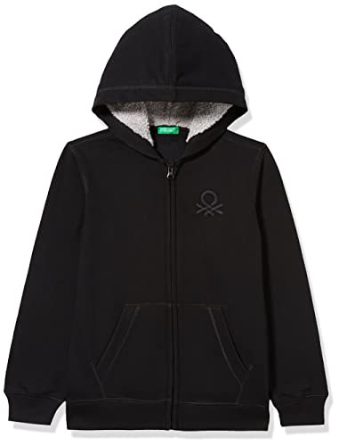 United Colors of Benetton Chłopięca bluza z kapturem z długim rękawem, czarny 100, 122