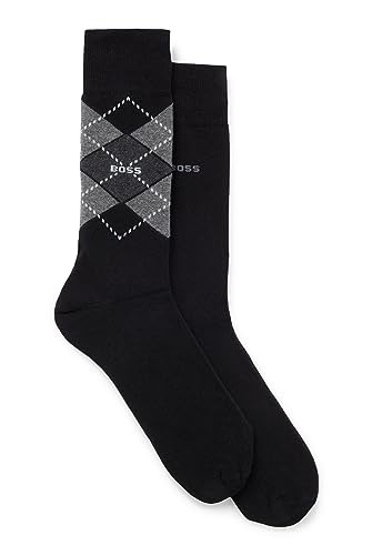 BOSS Męskie 2P RS Argyle CC średniej wysokości skarpety z mieszanki bawełny, dwupak, czarny (Black1), 39-42 EU