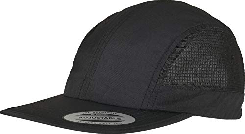 Yupoong Flexfit czapka bejsbolowa, uniseks, wykonana z wytrzymałego nylonu, boczne wstawki z siateczki, sportowa czapka snapback, czarna lub niebieska, rozmiar uniwersalny, czarny, jeden rozmiar