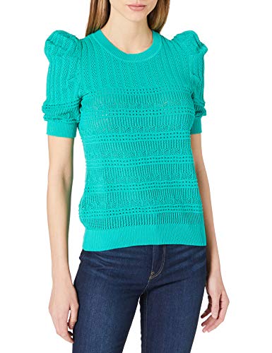 Morgan Damski sweter Maille Ajourée Col Rond Mlilou, miętowa zieleń, S Krótki